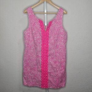 Lilly Pulitzer Target Pink See Ya Later Sleeveless Cotton Shift Mini Dress 16
